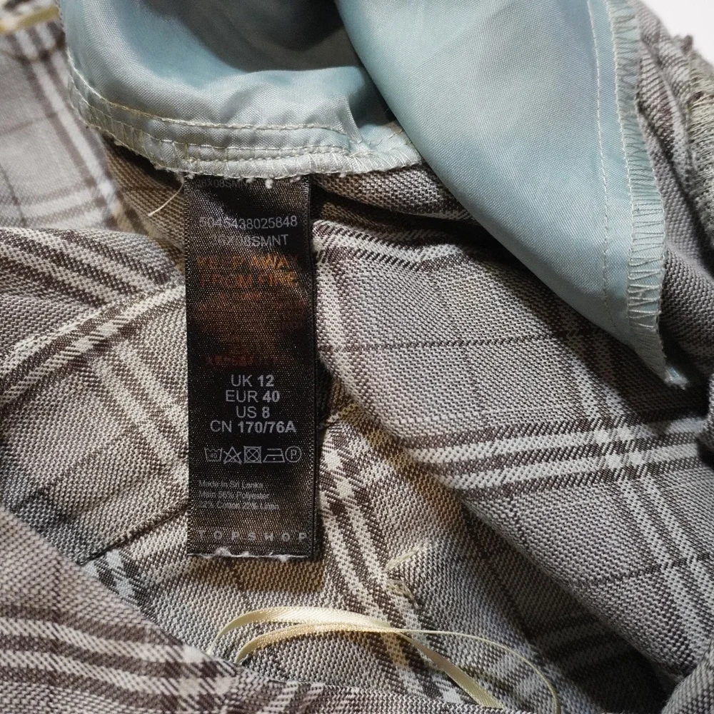 Topshop check ovoid peg Gray Plaid Pants
